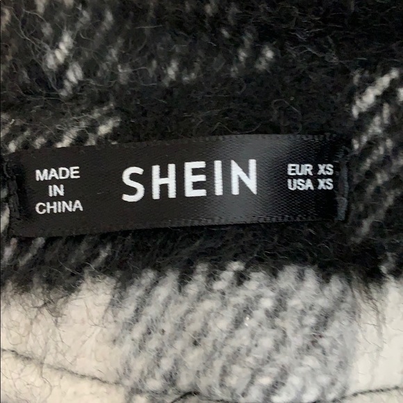 Plaid Shacket Long Black White - Picture 7 of 7